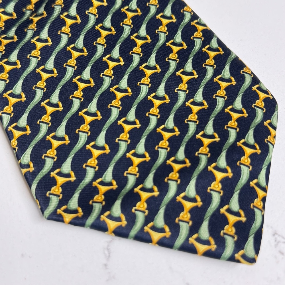 Luca Franzini Men's Necktie Horsebit Repeating Pattern Made In Italy 100% Silk